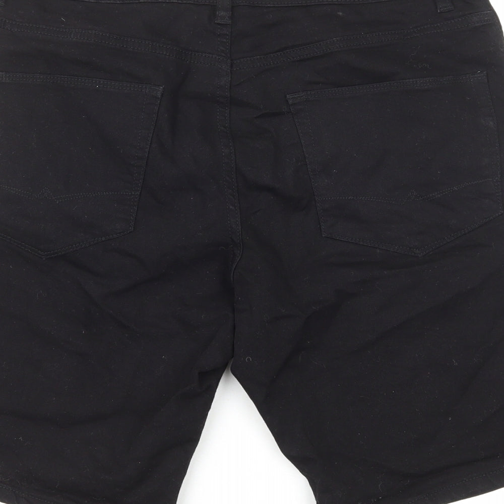 ASOS Mens Black Cotton Bermuda Shorts Size S Regular Zip