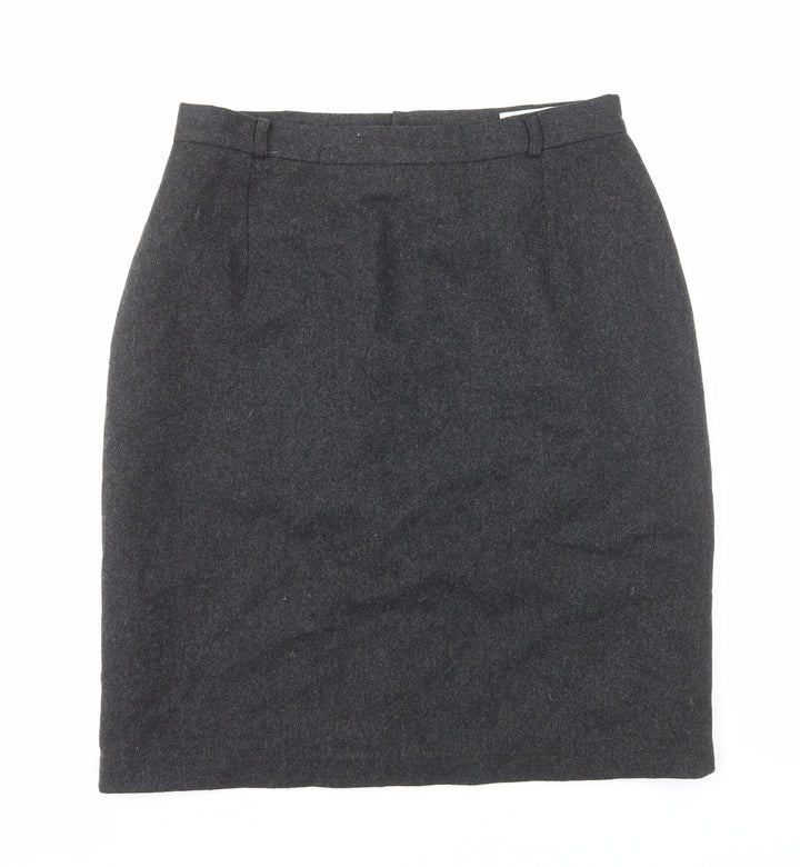ESSENTIEL Womens Grey Cotton Straight & Pencil Skirt Size 16 Zip