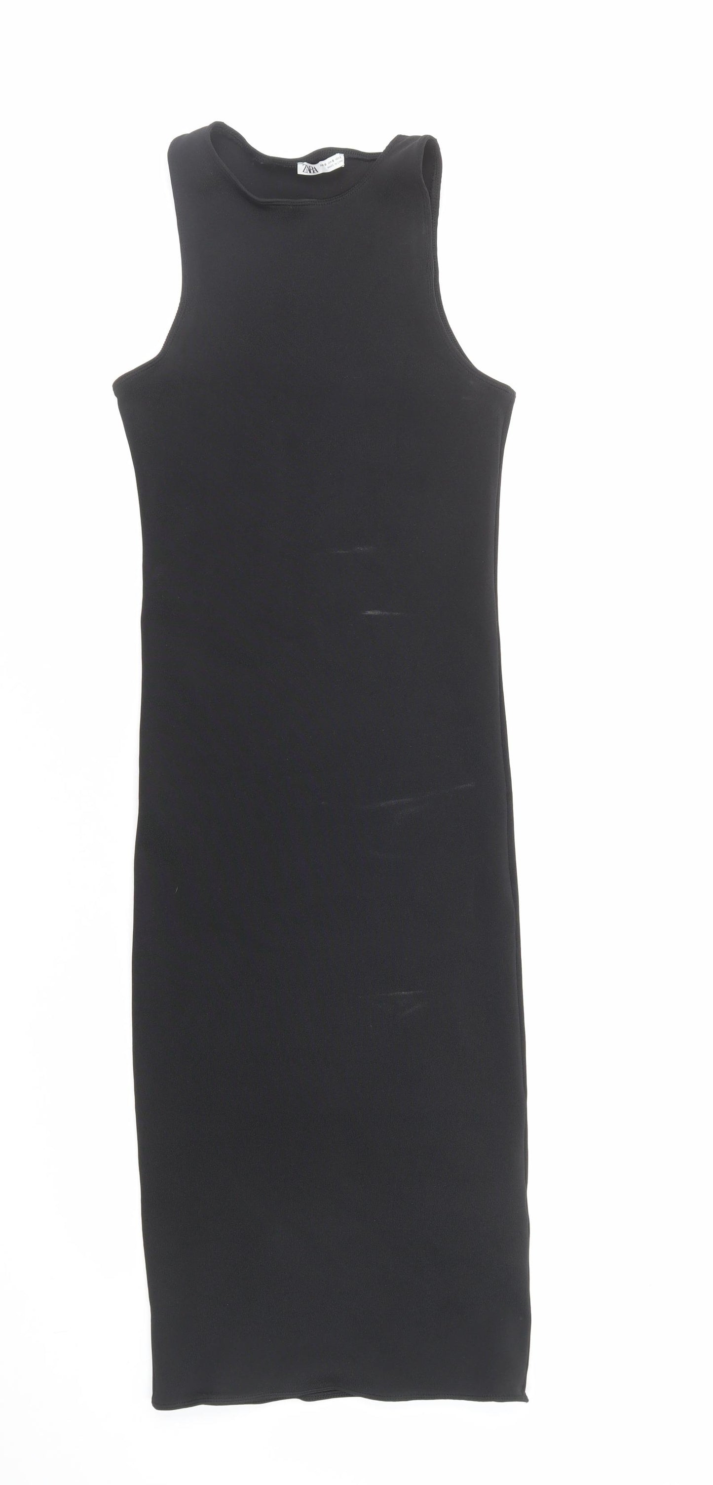 Zara Womens Black Polyester Bodycon Size S Round Neck Pullover