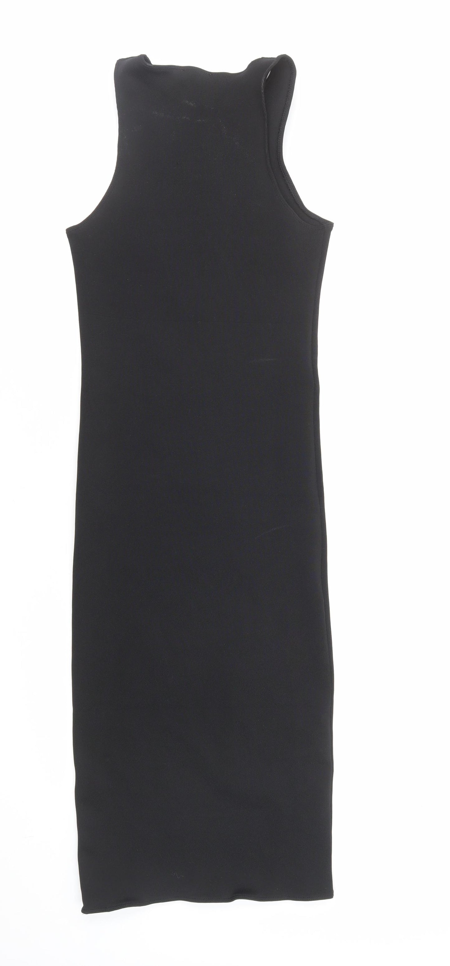 Zara Womens Black Polyester Bodycon Size S Round Neck Pullover