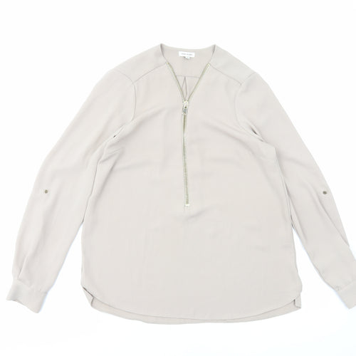 River Island Womens Brown Polyester Basic Blouse Size 8 V-Neck