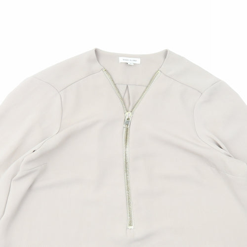 River Island Womens Brown Polyester Basic Blouse Size 8 V-Neck