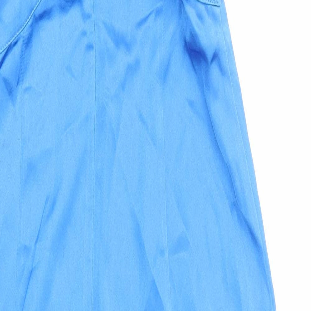 Zara Womens Blue Polyester Slip Dress Size XS V-Neck Zip