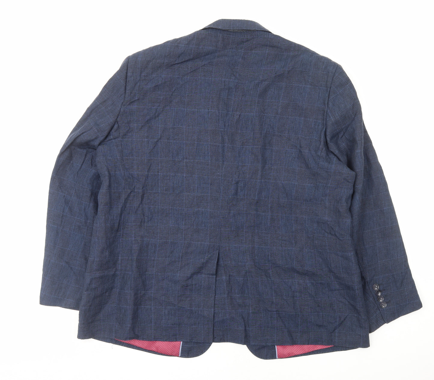 Skopes Mens Blue Plaid Linen Jacket Blazer Size XL