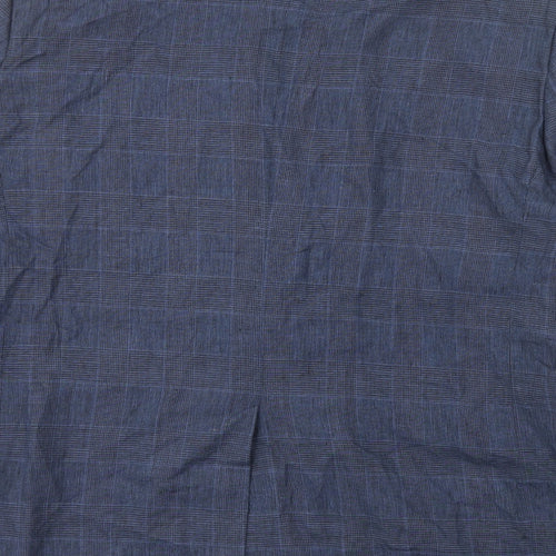Skopes Mens Blue Plaid Linen Jacket Blazer Size XL