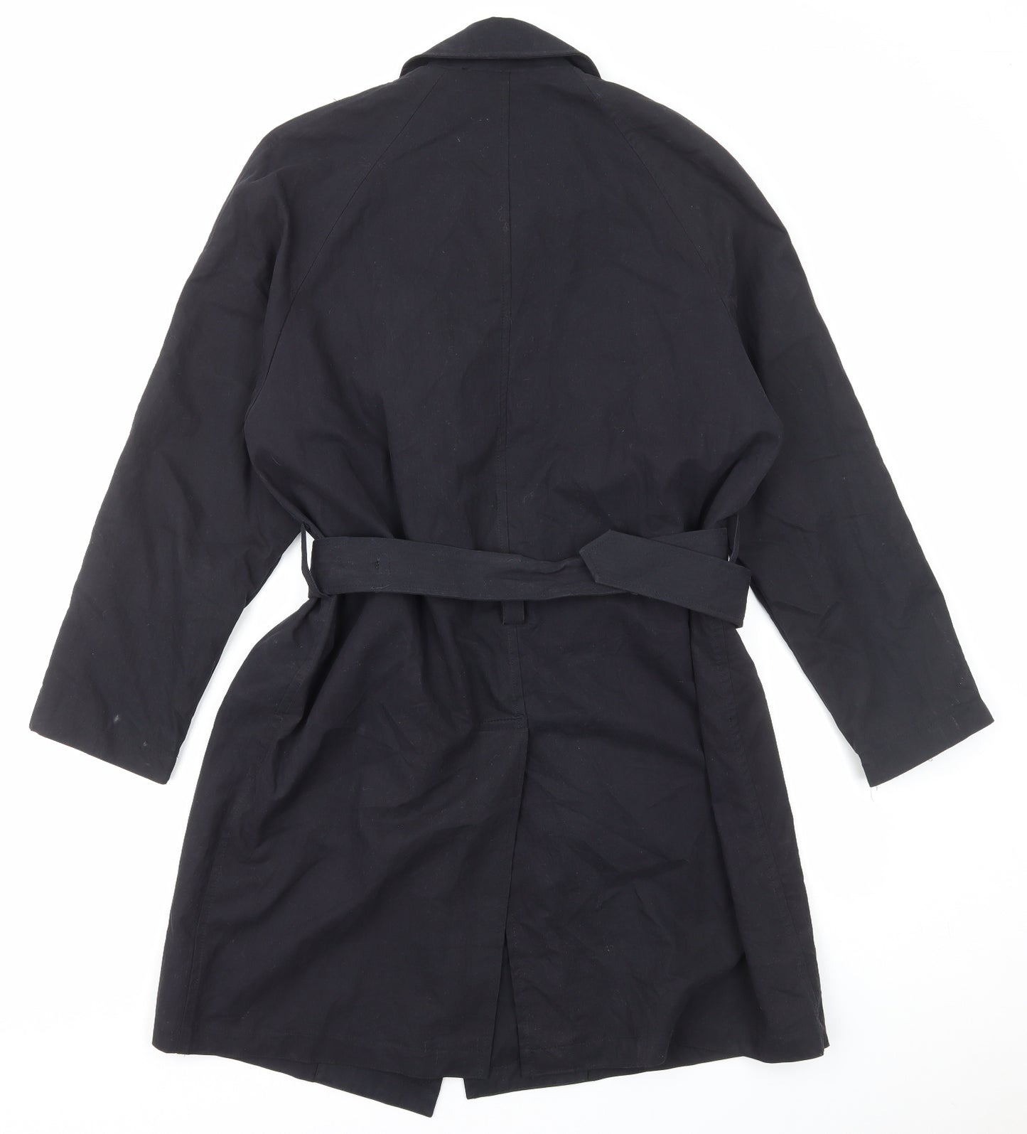 Jigsaw Womens Black Trench Coat Coat Size M Button