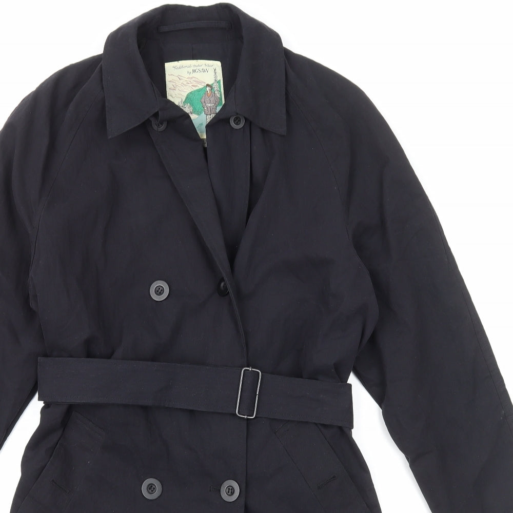 Jigsaw Womens Black Trench Coat Coat Size M Button