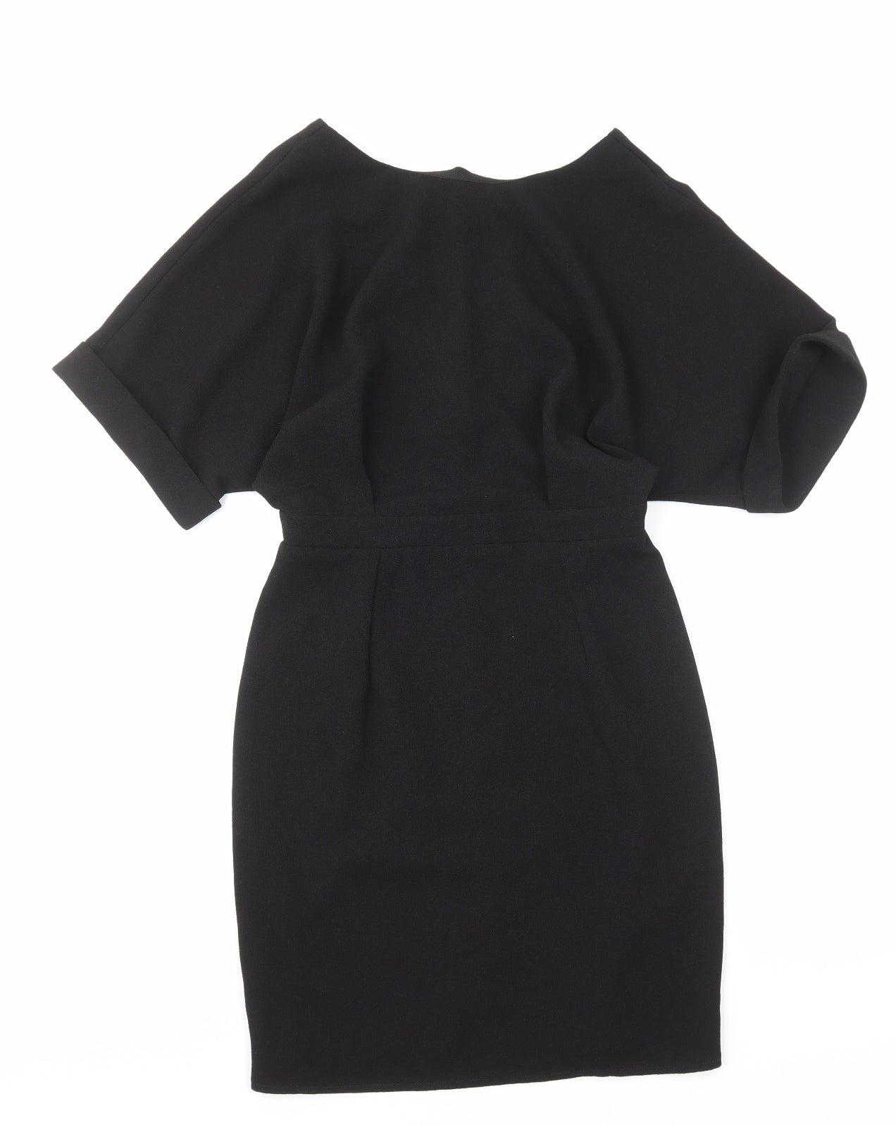 ASOS Womens Black Polyester Pencil Dress Size 8 Scoop Neck Zip