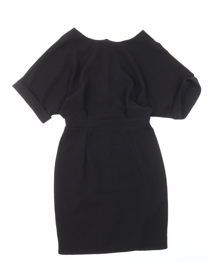 ASOS Womens Black Polyester Pencil Dress Size 8 Scoop Neck Zip