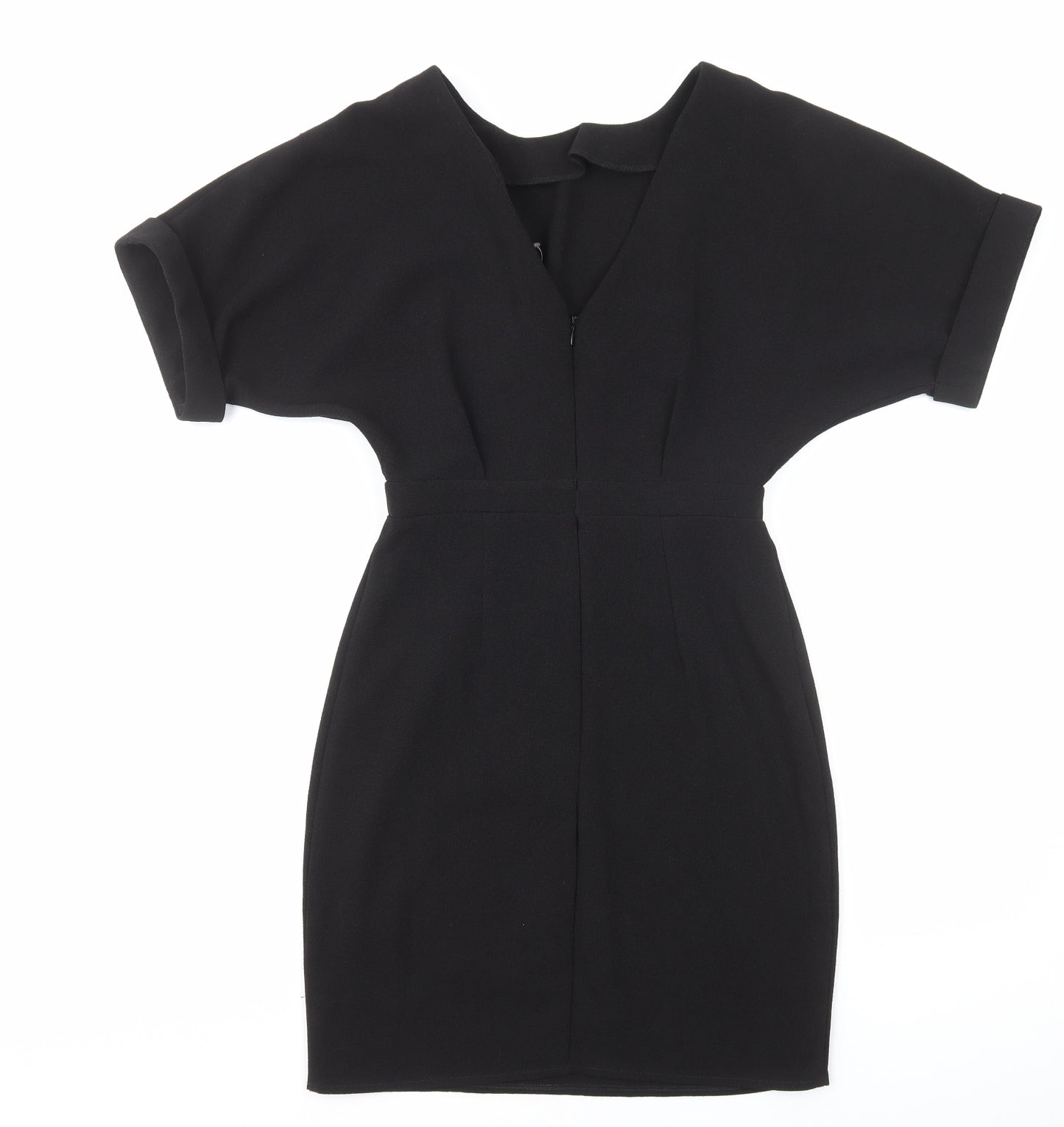 ASOS Womens Black Polyester Pencil Dress Size 8 Scoop Neck Zip