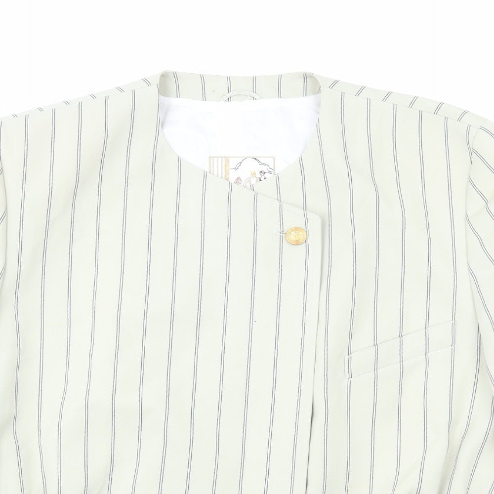 Ravens Womens Ivory Striped Jacket Size 18 Button