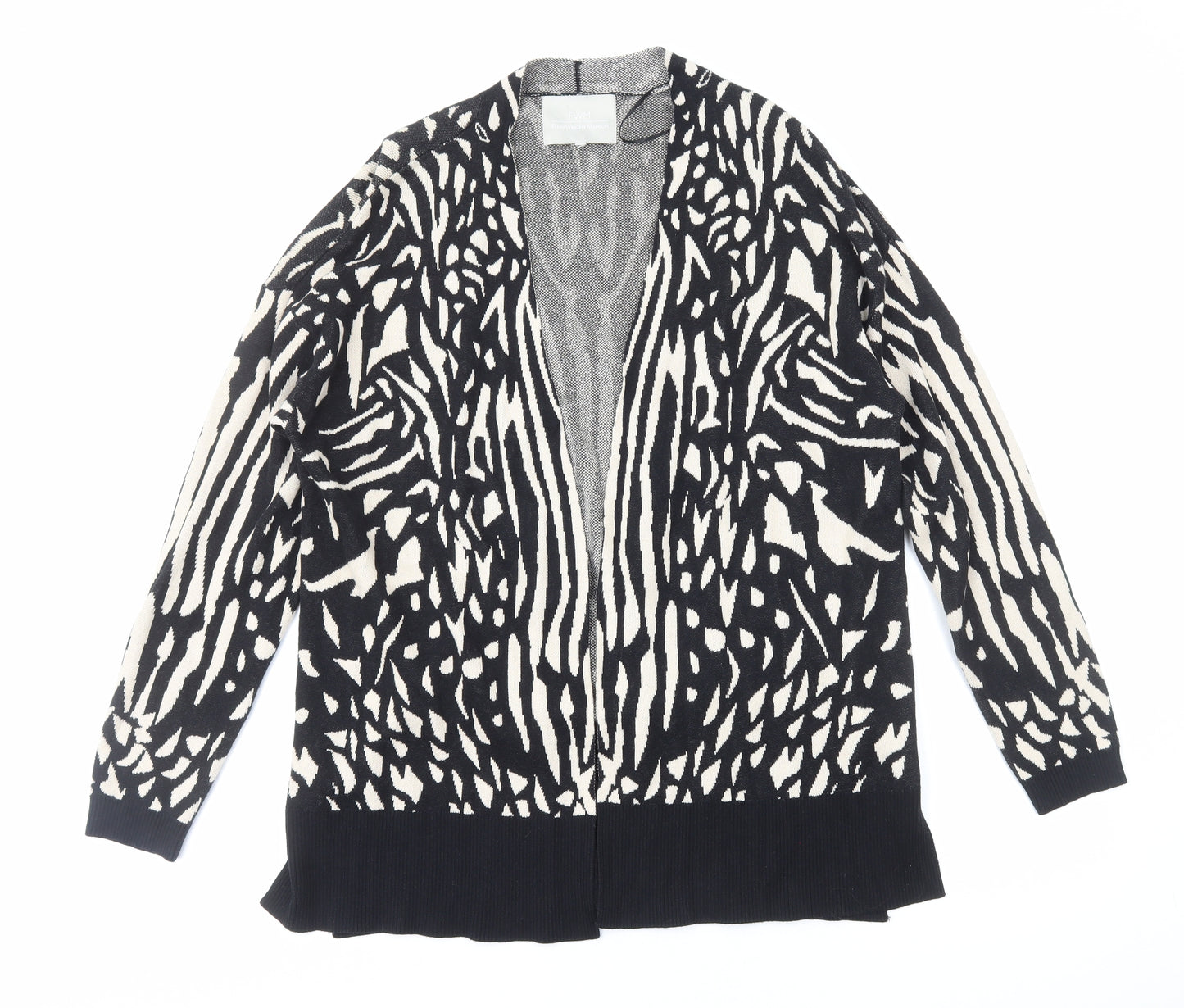 Fenn Wright Manson Womens Black V-Neck Geometric Cotton Cardigan Jumper Size L