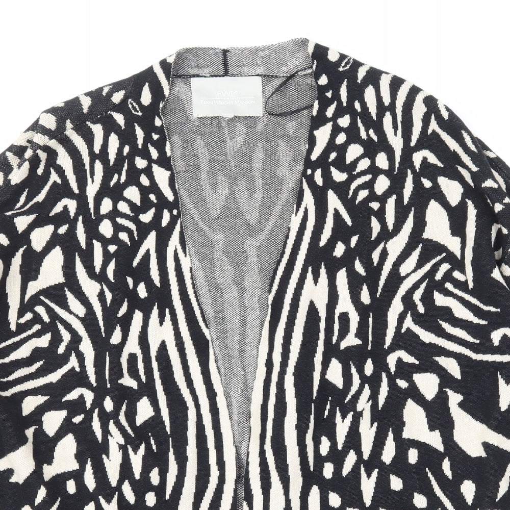 Fenn Wright Manson Womens Black V-Neck Geometric Cotton Cardigan Jumper Size L