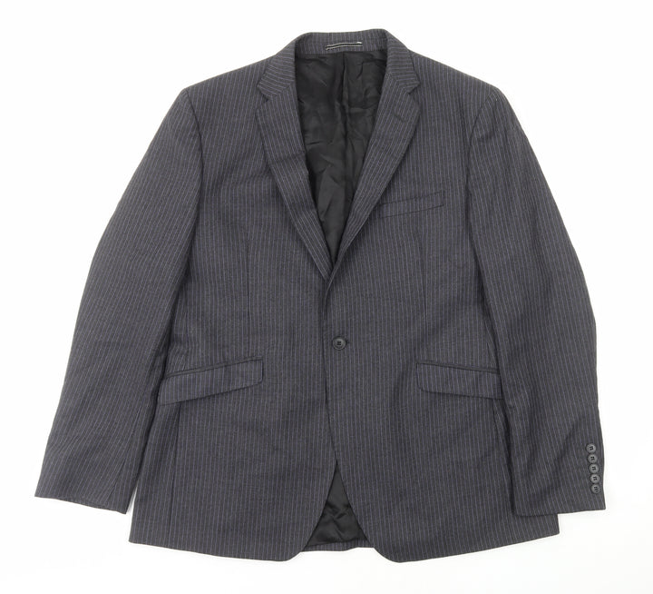 Marks and Spencer Mens Grey Striped Wool Jacket Blazer Size M