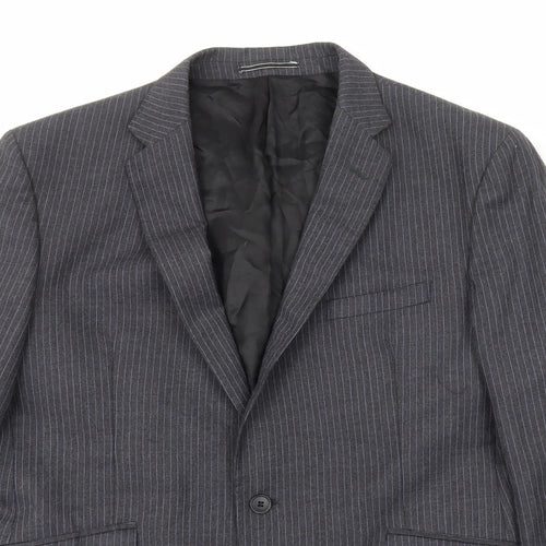 Marks and Spencer Mens Grey Striped Wool Jacket Blazer Size M