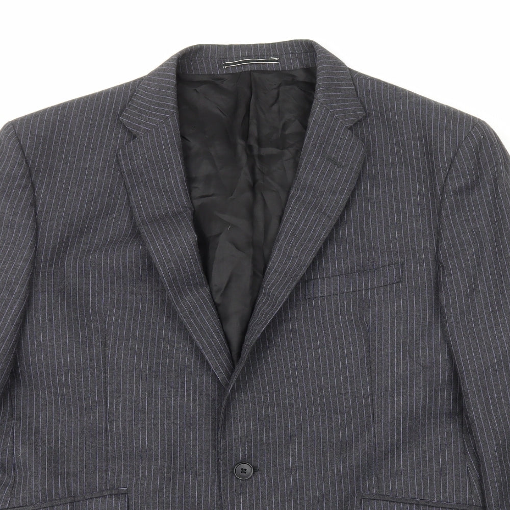 Marks and Spencer Mens Grey Striped Wool Jacket Blazer Size M