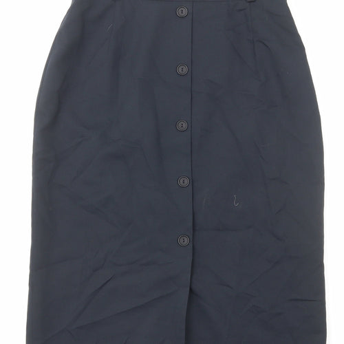 Preworn Womens Blue Polyester Straight & Pencil Skirt Size 10 Zip