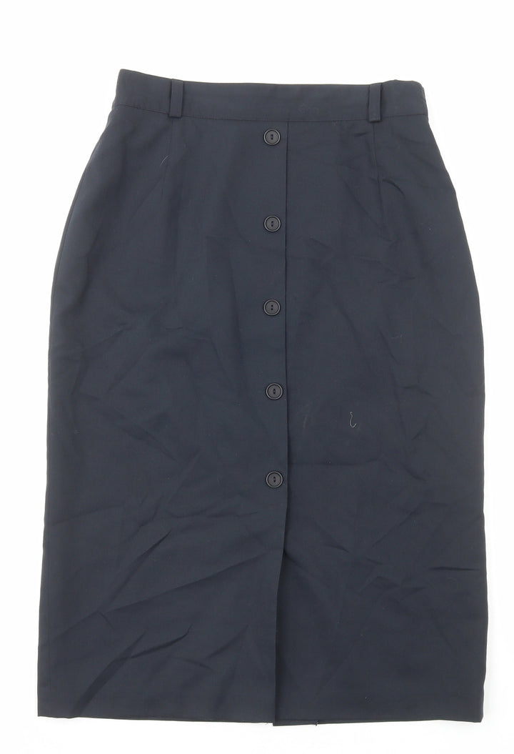Preworn Womens Blue Polyester Straight & Pencil Skirt Size 10 Zip