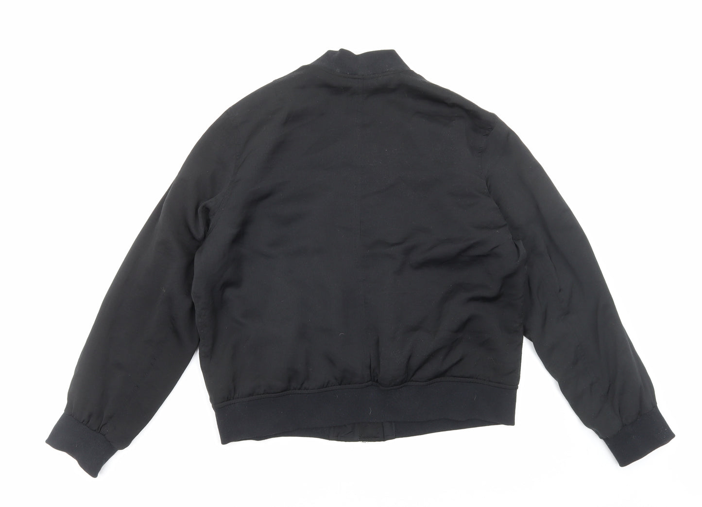 Avec Les Filles Womens Black Bomber Jacket Jacket Size L Zip