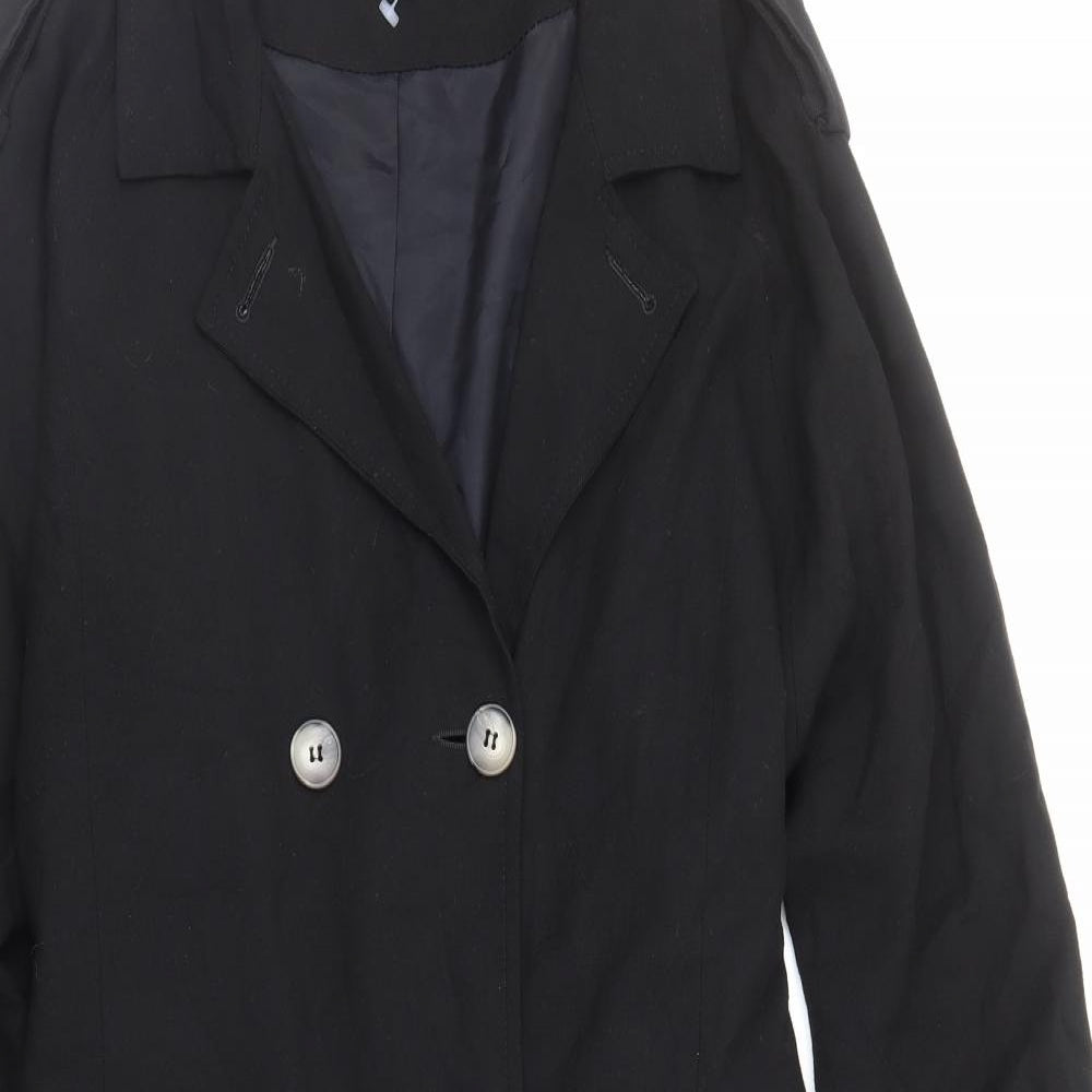 Topshop Womens Black Trench Coat Coat Size 10 Button