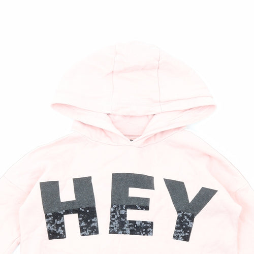 F&F Girls Pink Cotton Pullover Hoodie Size 9-10 Years Pullover - Hey