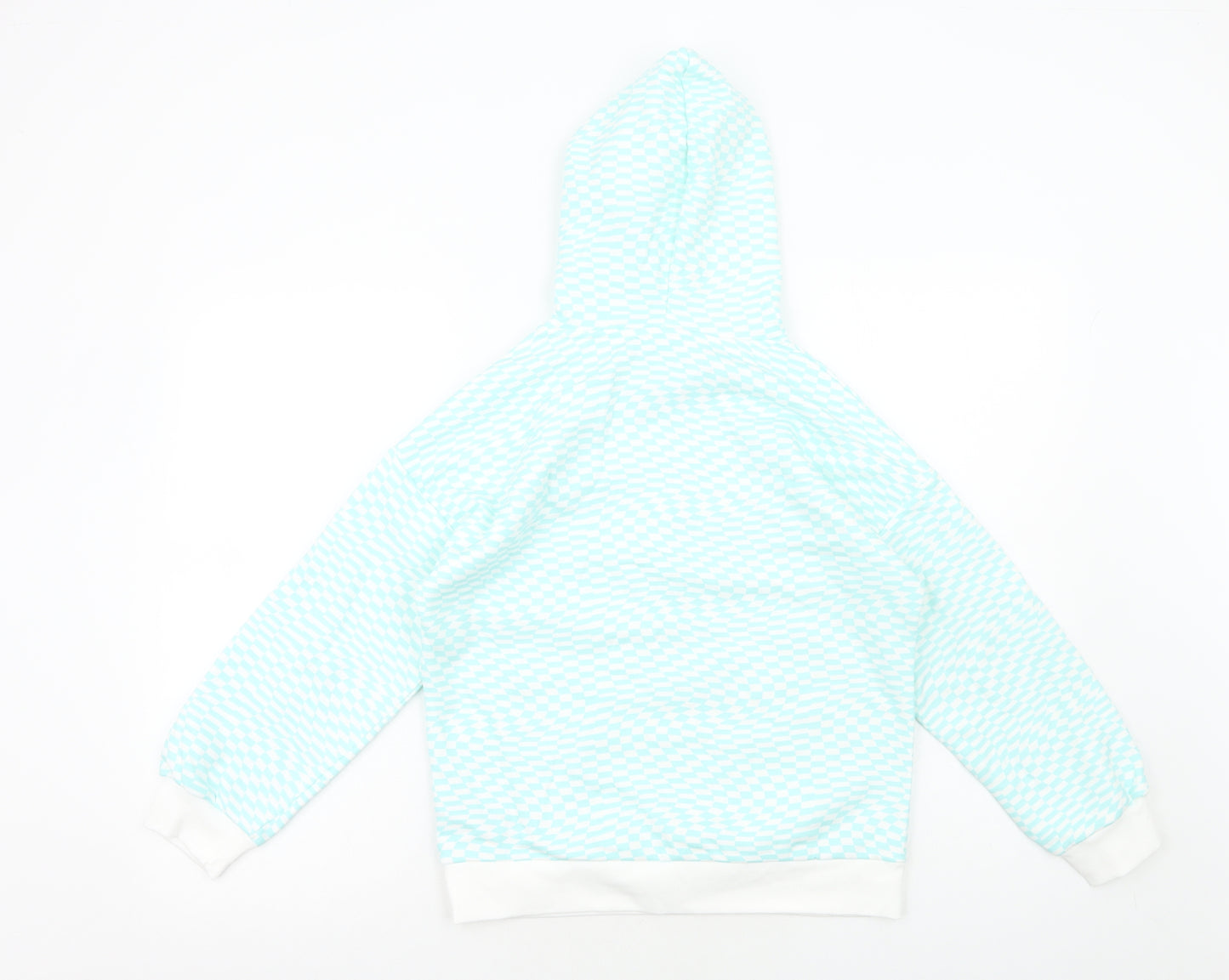 Marks and Spencer Girls Blue Geometric Cotton Pullover Hoodie Size 10-11 Years Pullover