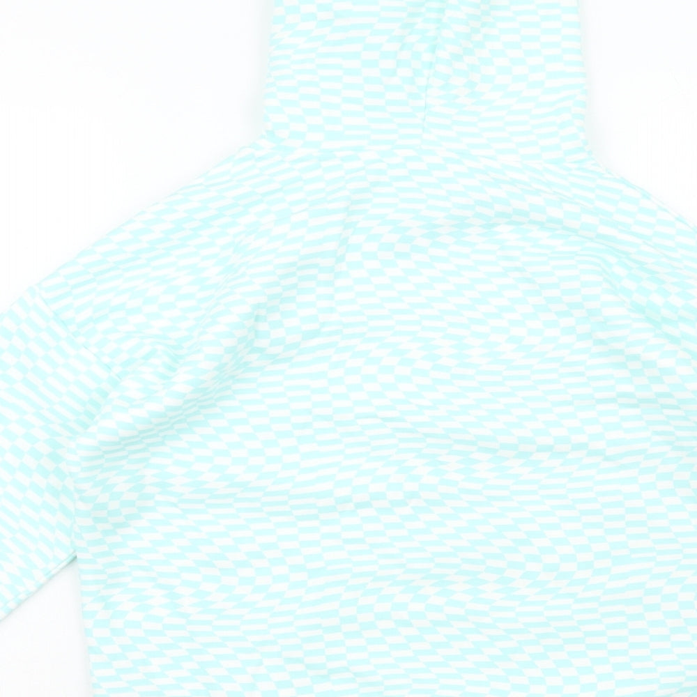 Marks and Spencer Girls Blue Geometric Cotton Pullover Hoodie Size 10-11 Years Pullover
