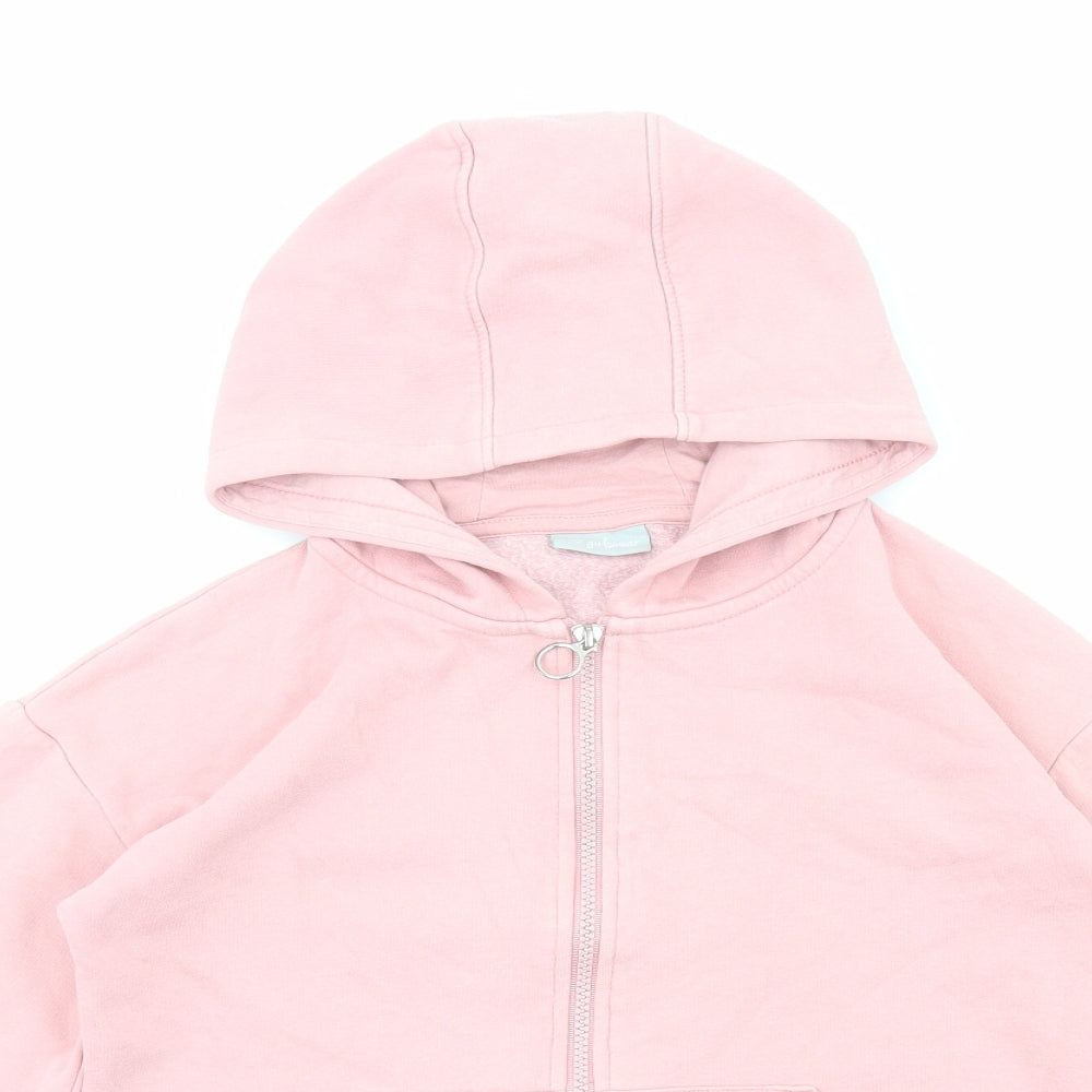 Matalan Girls Pink Cotton Full Zip Hoodie Size 11 Years Zip
