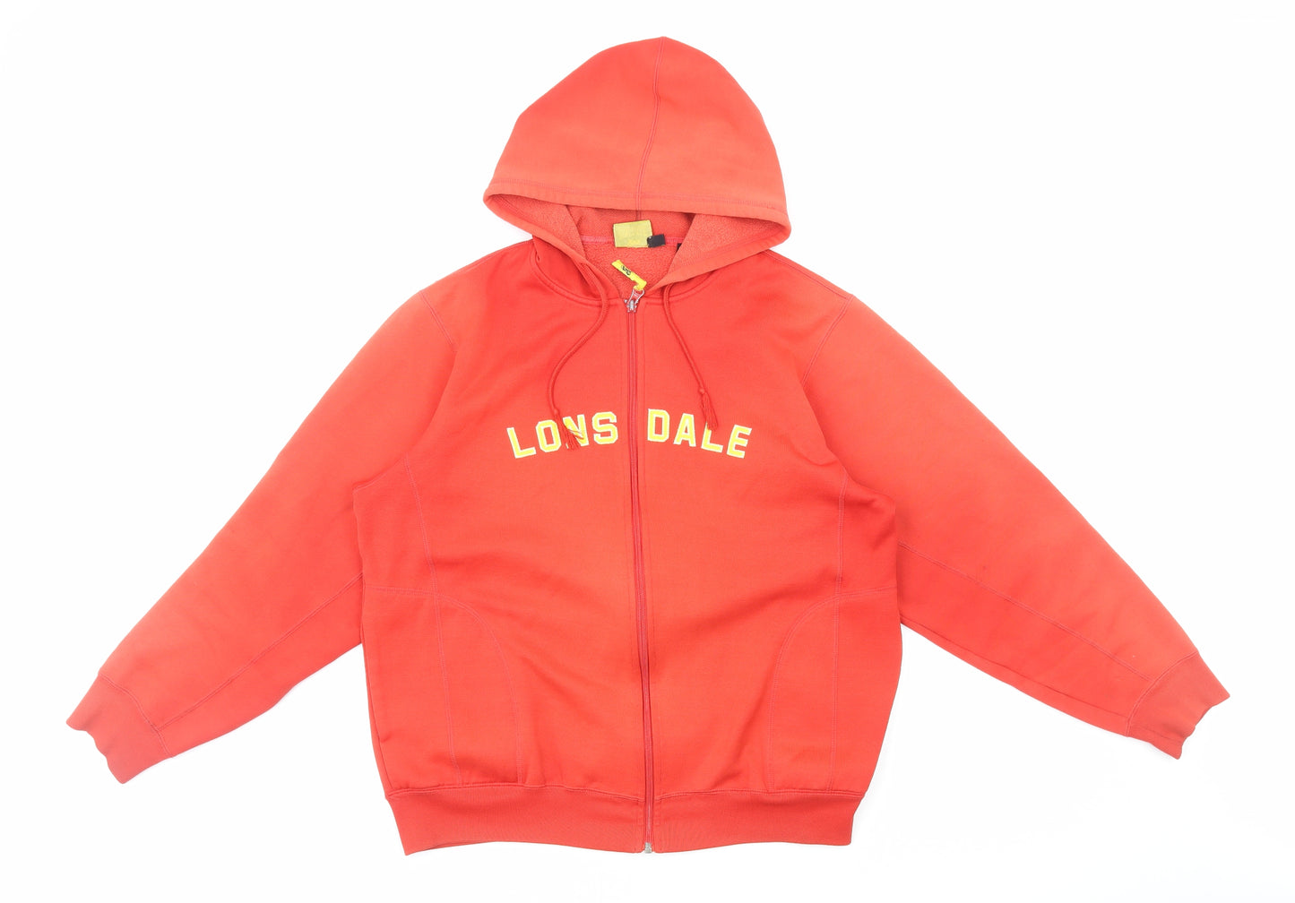 Lonsdale Mens Red Polyester Full Zip Hoodie Size M