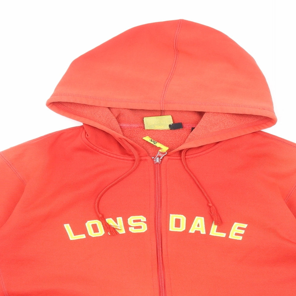 Lonsdale Mens Red Polyester Full Zip Hoodie Size M