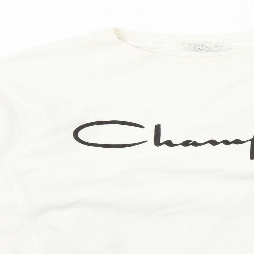 Champion Womens White Cotton Pullover Sweatshirt Size S Pullover