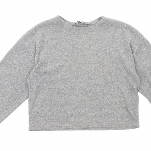 New Look Womens Grey Round Neck Cotton Pullover Jumper Size M