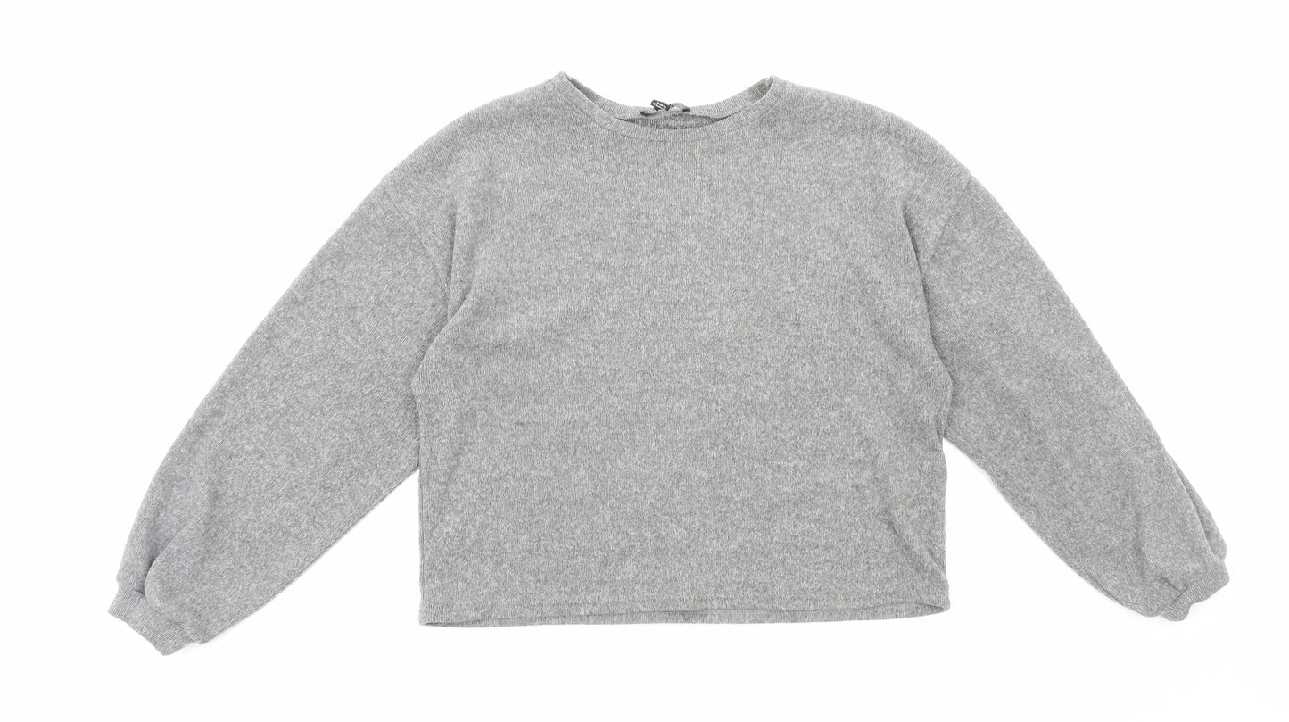 New Look Womens Grey Round Neck Cotton Pullover Jumper Size M