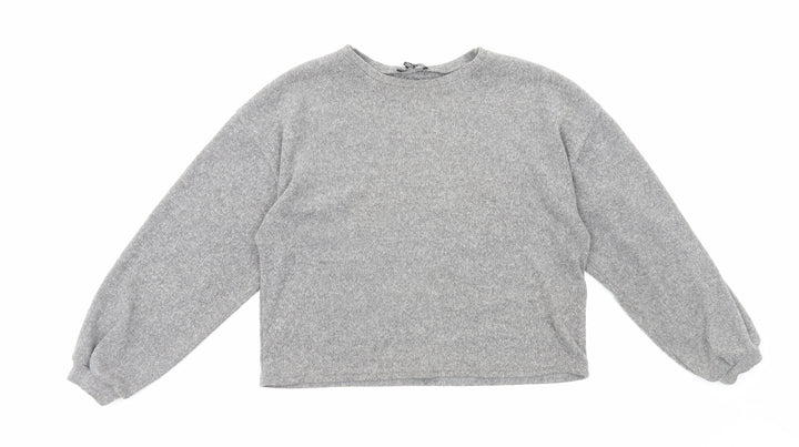 New Look Womens Grey Round Neck Cotton Pullover Jumper Size M