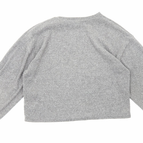New Look Womens Grey Round Neck Cotton Pullover Jumper Size M