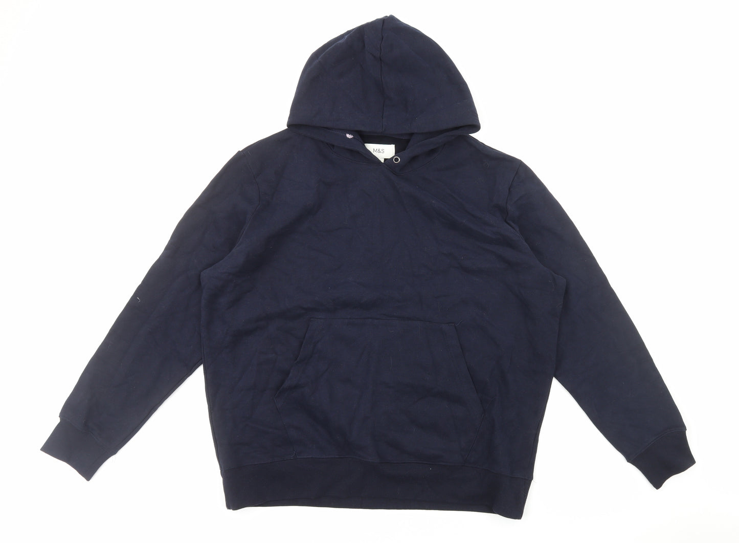 Marks and Spencer Mens Blue Cotton Pullover Hoodie Size 2XL