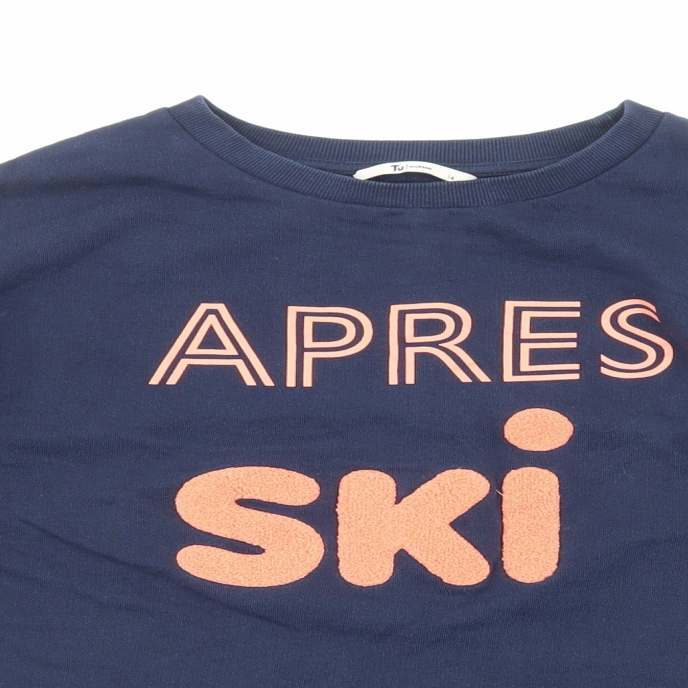 TU Womens Blue Cotton Pullover Sweatshirt Size 14 Pullover - Apres Ski