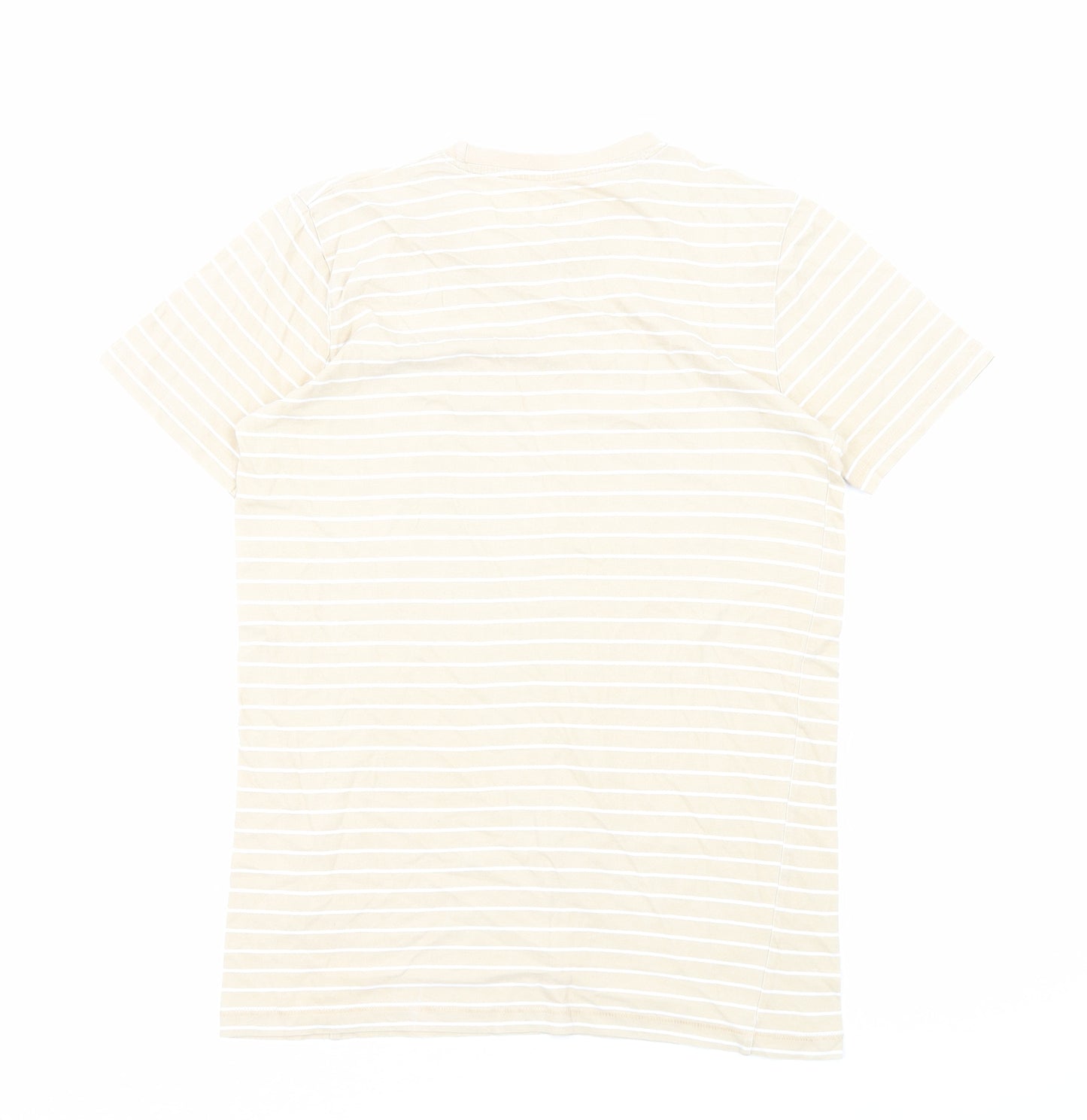 PEP&CO Womens Beige Striped Cotton Basic T-Shirt Size XS Round Neck