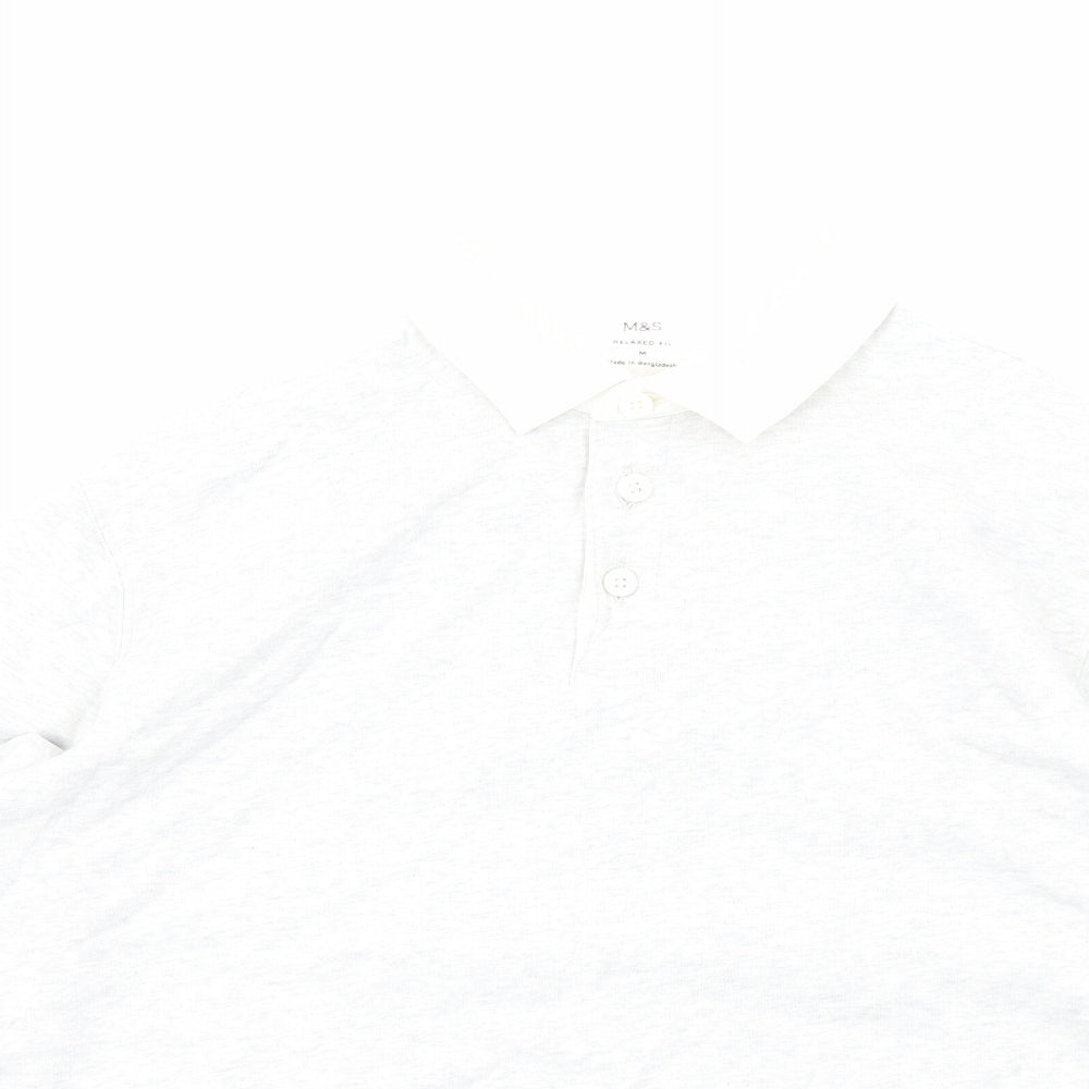 Marks and Spencer Womens Grey V-Neck Cotton Pullover Jumper Size M