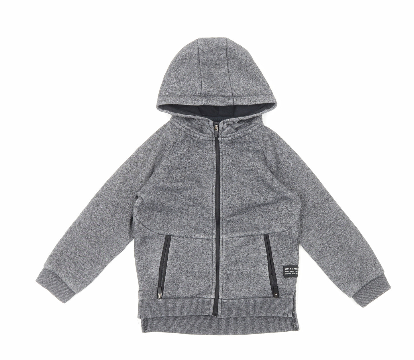 Primark Boys Grey Cotton Full Zip Hoodie Size 4-5 Years Zip