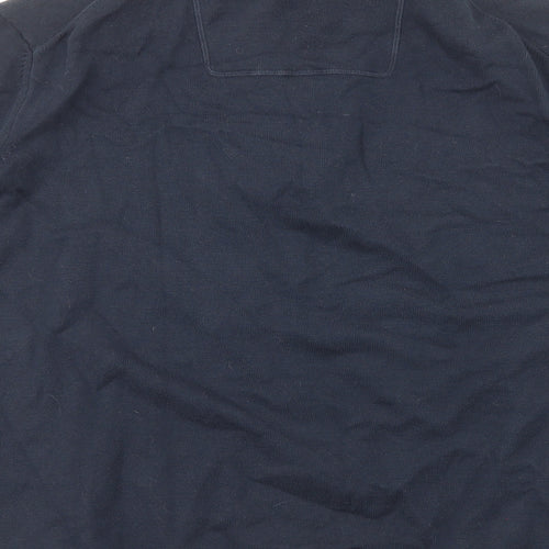 HUGO BOSS Mens Blue Mock Neck Cotton Pullover Jumper Size 2XL