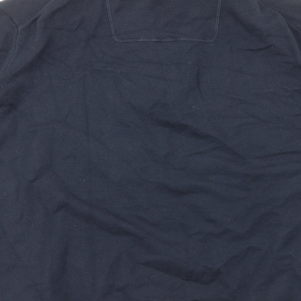 HUGO BOSS Mens Blue Mock Neck Cotton Pullover Jumper Size 2XL