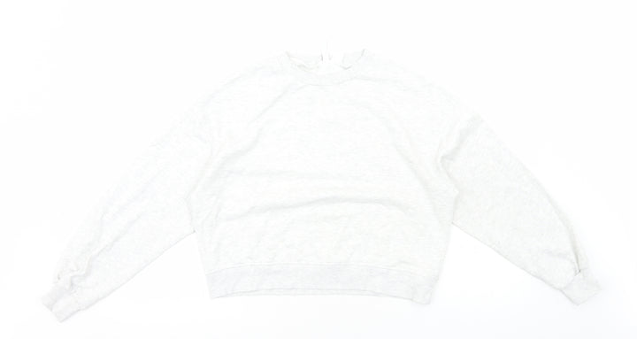 H&M Womens Grey Cotton Blend Pullover Sweatshirt Size M Pullover - Cropped