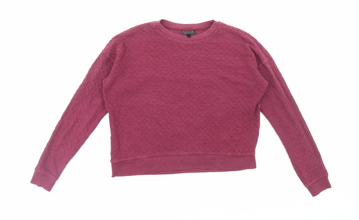 Topshop Womens Purple Cotton Pullover Sweatshirt Size 10 Pullover - Textured Crop