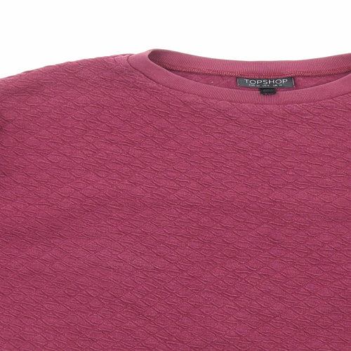 Topshop Womens Purple Cotton Pullover Sweatshirt Size 10 Pullover - Textured Crop
