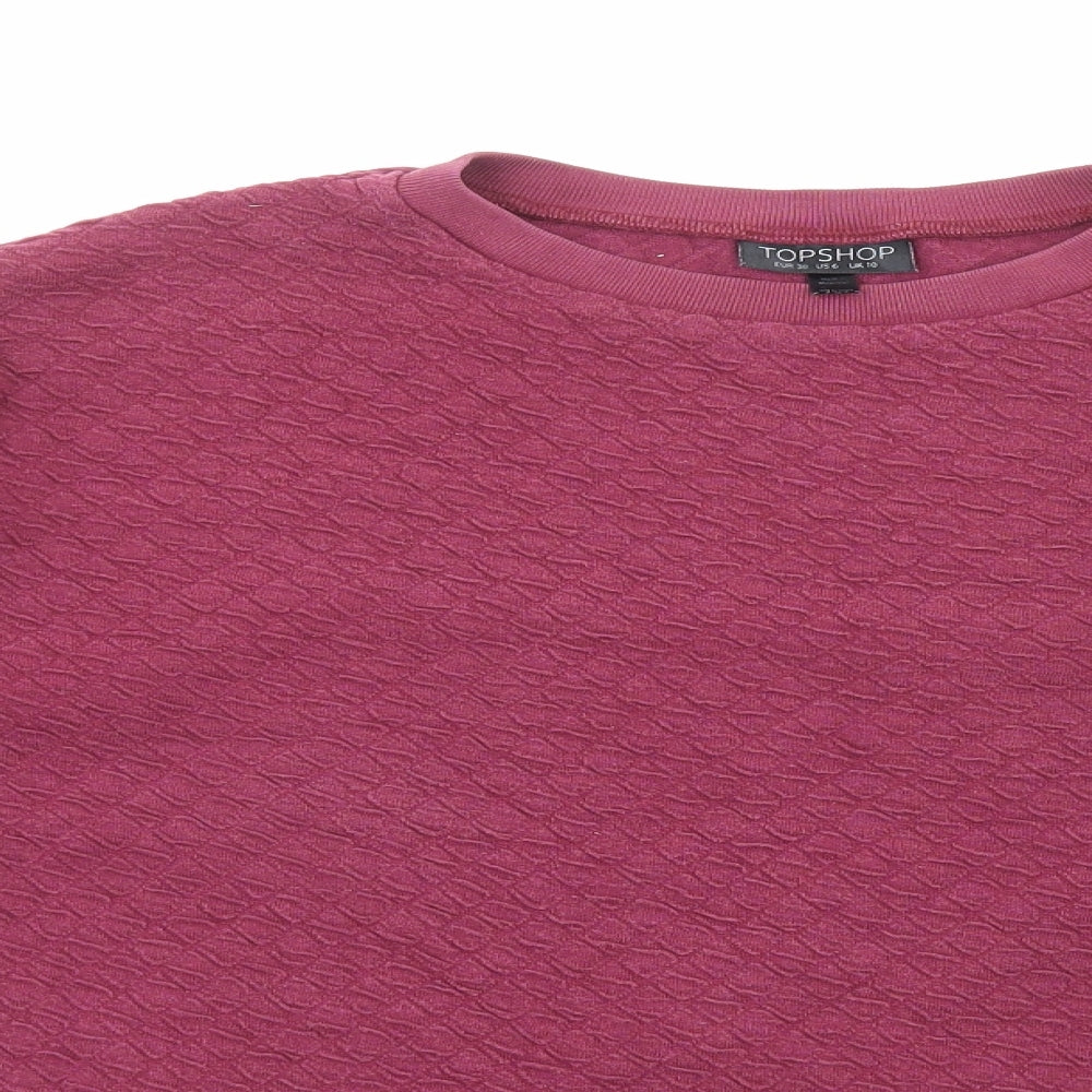 Topshop Womens Purple Cotton Pullover Sweatshirt Size 10 Pullover - Textured Crop
