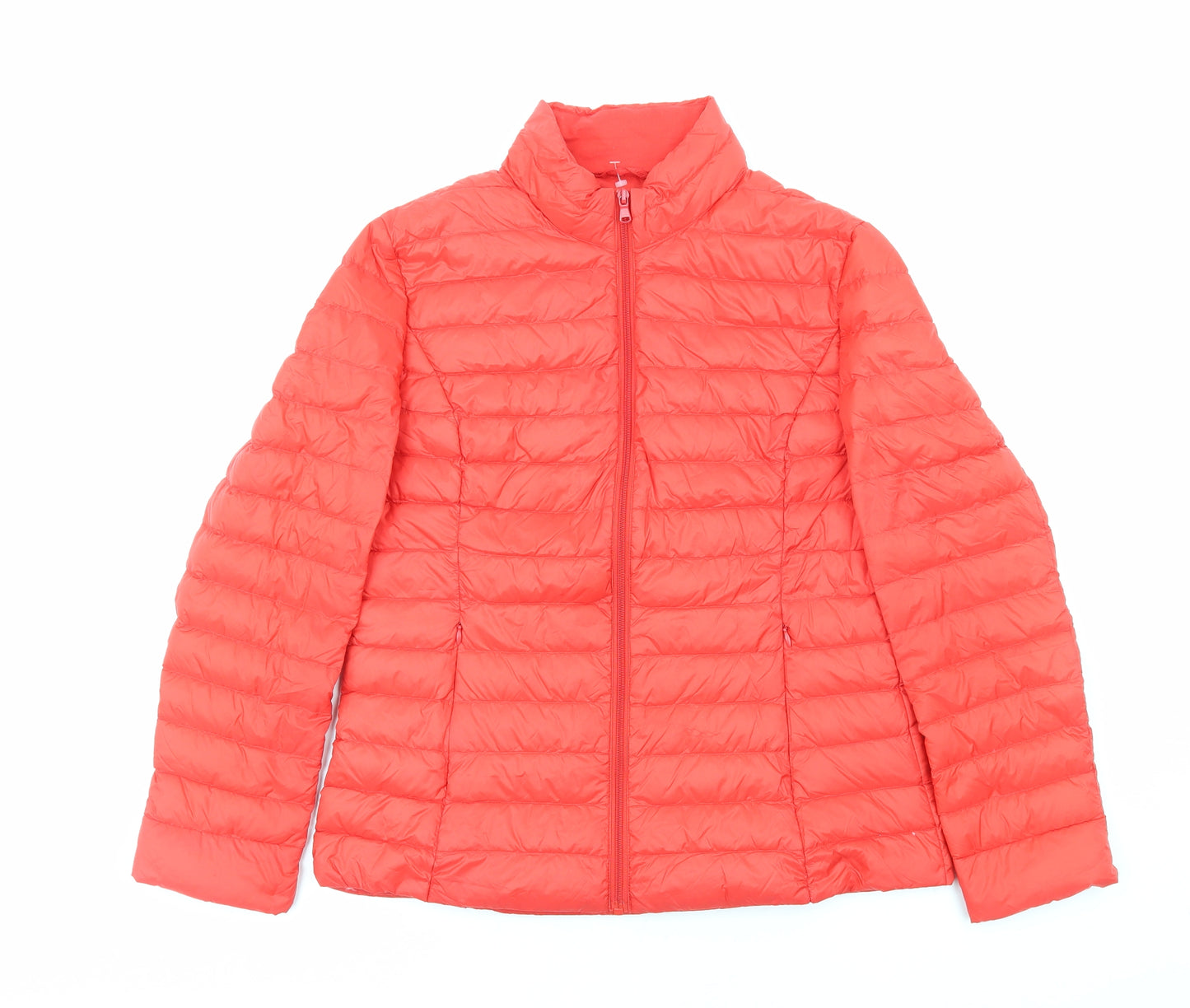 Preworn Womens Red Quilted Jacket Size L Zip