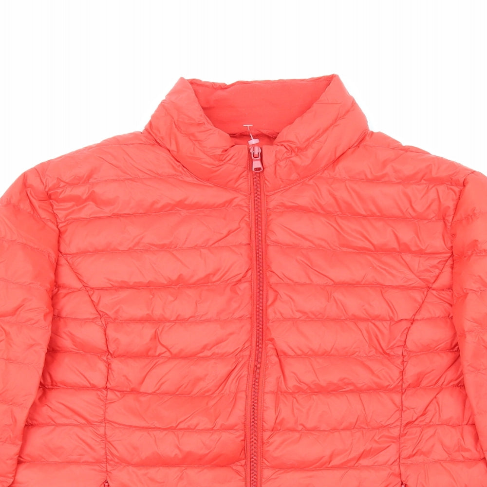 Preworn Womens Red Quilted Jacket Size L Zip