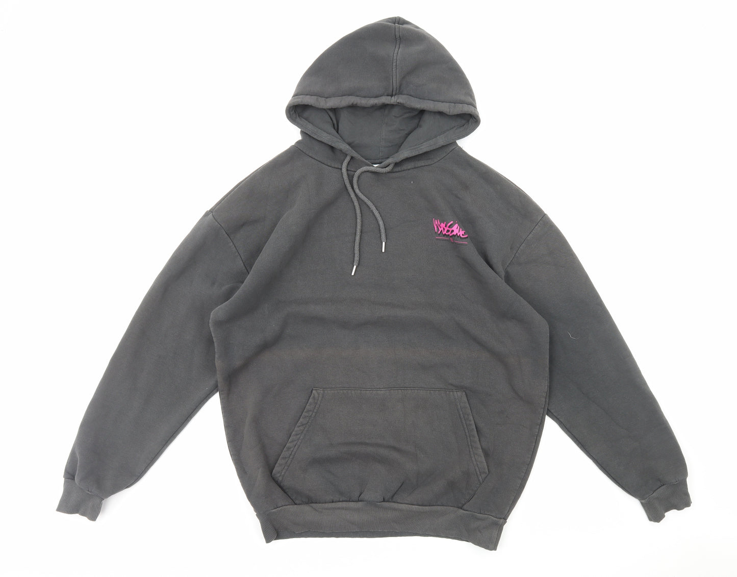 Wassivo Mens Grey Cotton Pullover Hoodie Size S