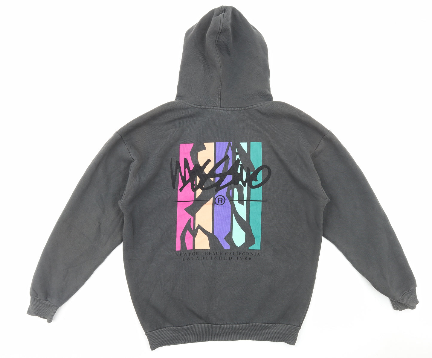 Wassivo Mens Grey Cotton Pullover Hoodie Size S